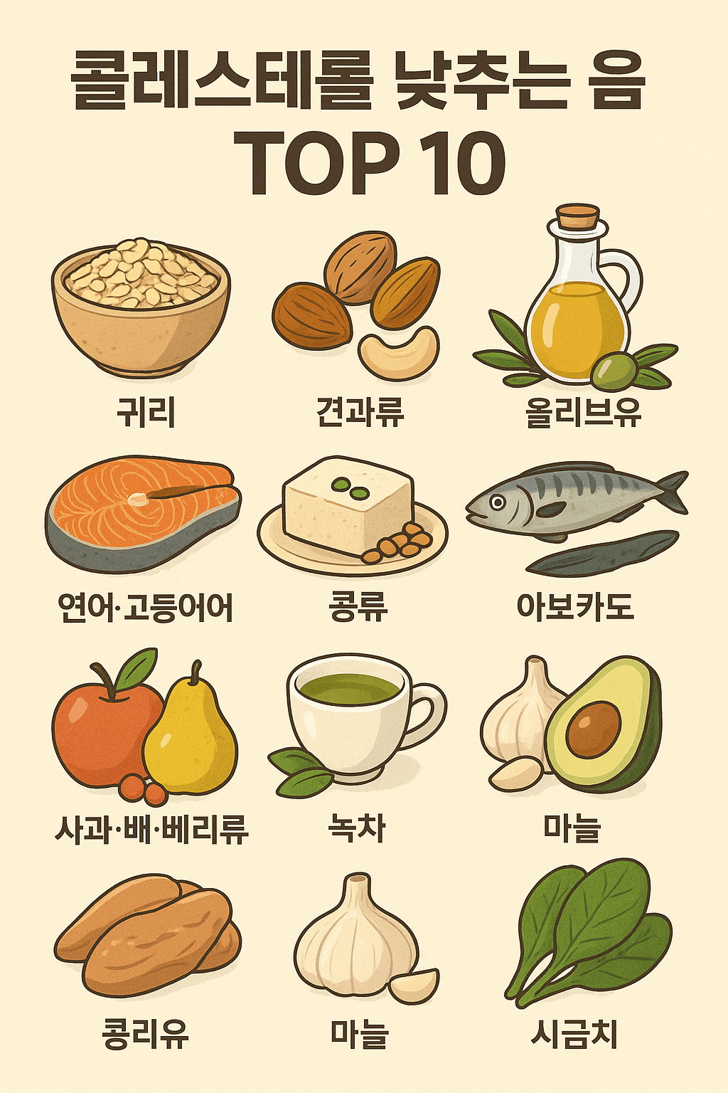 콜레스테롤 좋은 음식
